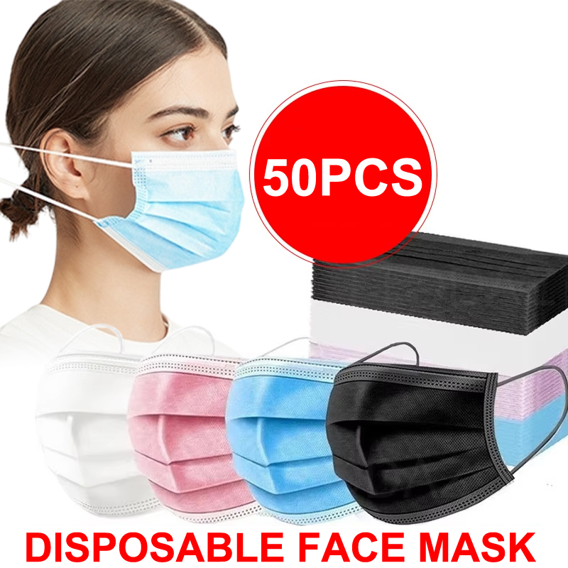 50 шт., 3-слойная маска унисек – обзор и цена Disposable Mask Blue