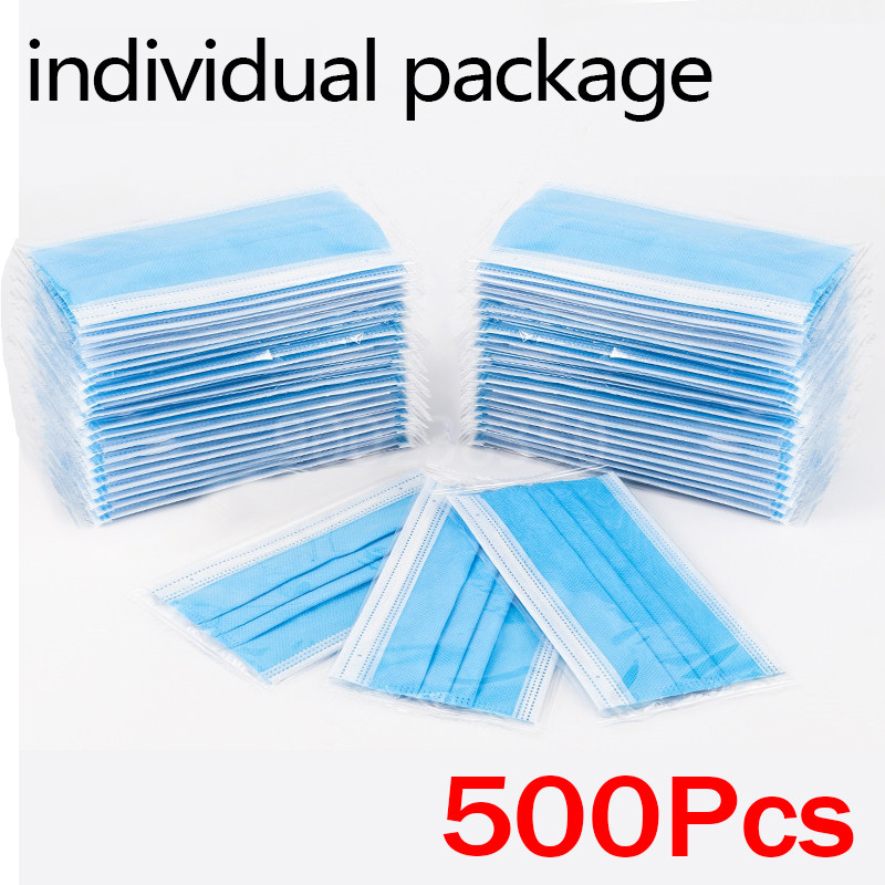 10-500 шт. Одноразовые взрослы – обзор и цена Disposable Mask Blue